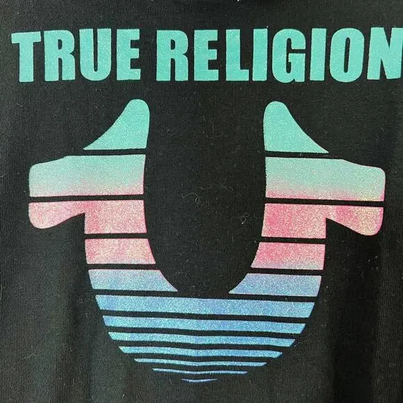 True Religion Black Zip Front Hoodie Size Large